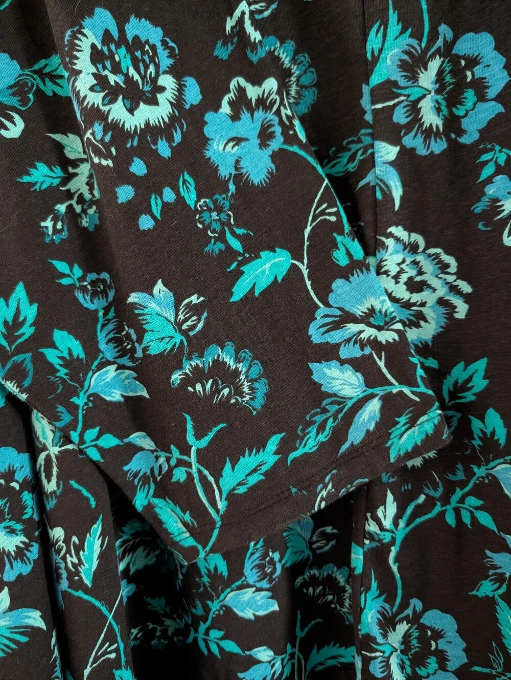 Roaman's Teal Black Floral Casual Tunic Blouse Top Women's 6X 42/44  NEW
